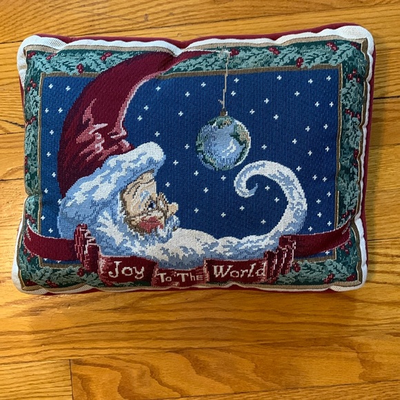 Vintage Santa Throw Pillow “Joy To The World” small no tags - Picture 1 of 6